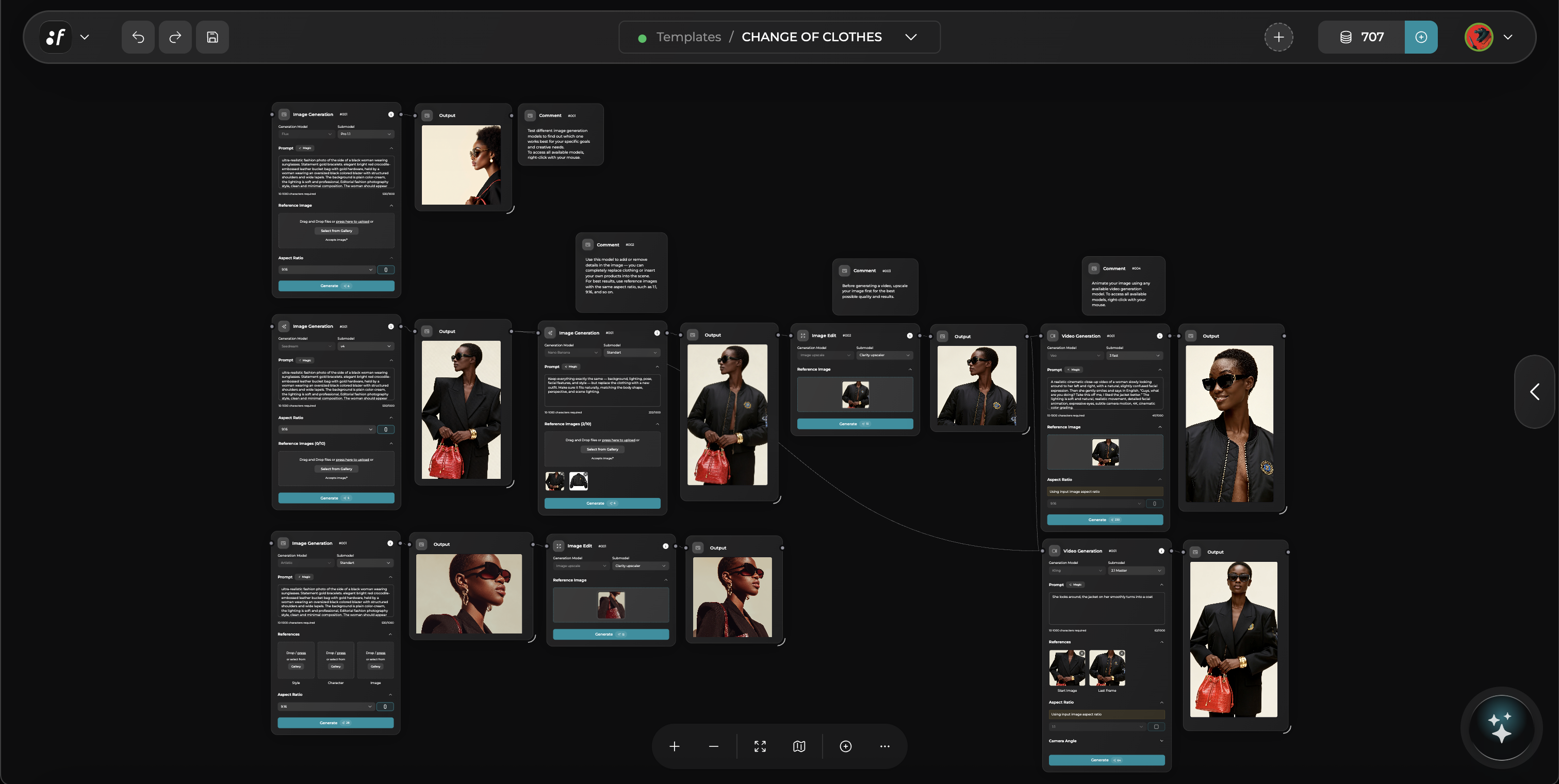 CHANGE OF CLOTHES workflow interface preview